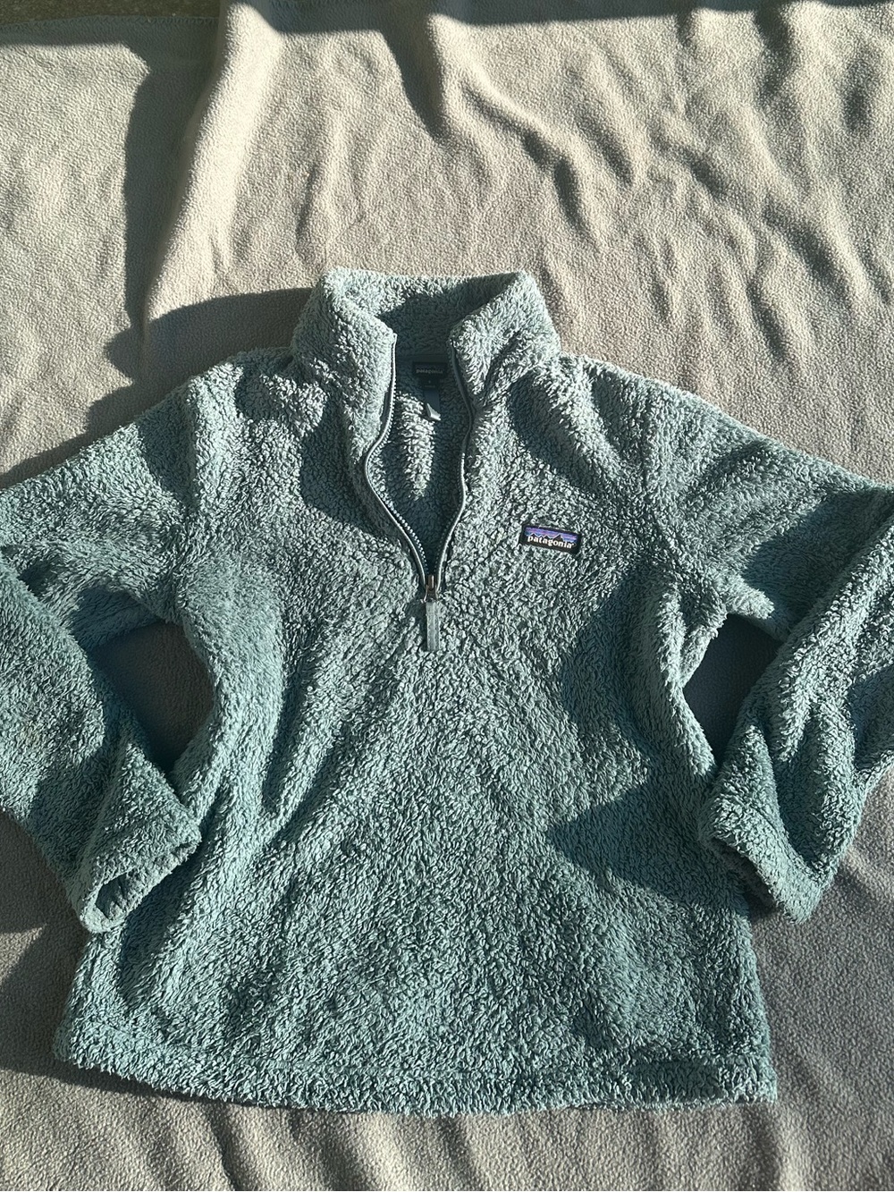 Patagonia Women's Seafoam Green Plush Quarter-Zip Fleece